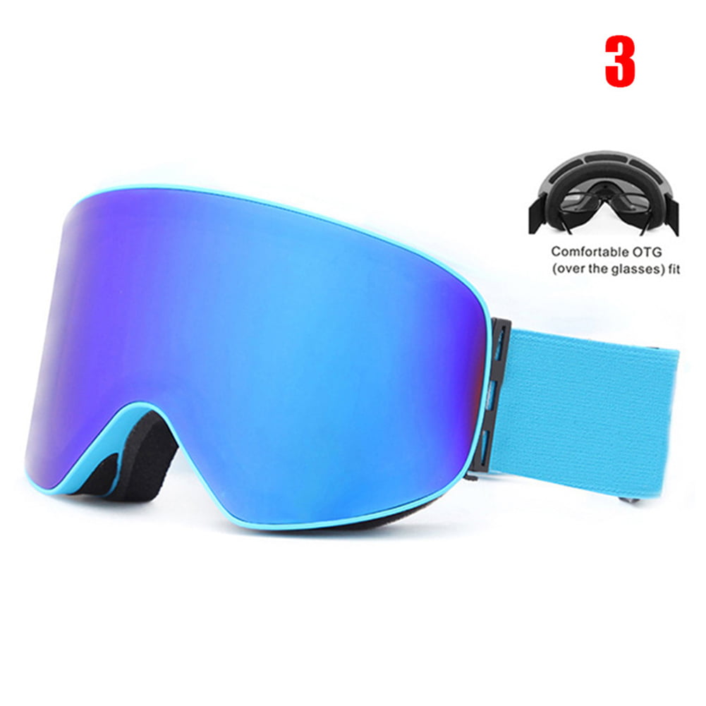 UV Double-Lens Frameless Professional Snowboard Snowmobile Ski Goggles Anti Fog 