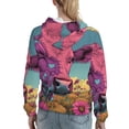 thumbnail image 7 of Picia Pink Cow In Sunflower Field Pattern Casual Women's Hoodie, Hooded Sweatshirt with Kangaroo Pocket, Comfortable Pullover with Eye-catching Drawstrings-XX-Large, 7 of 7