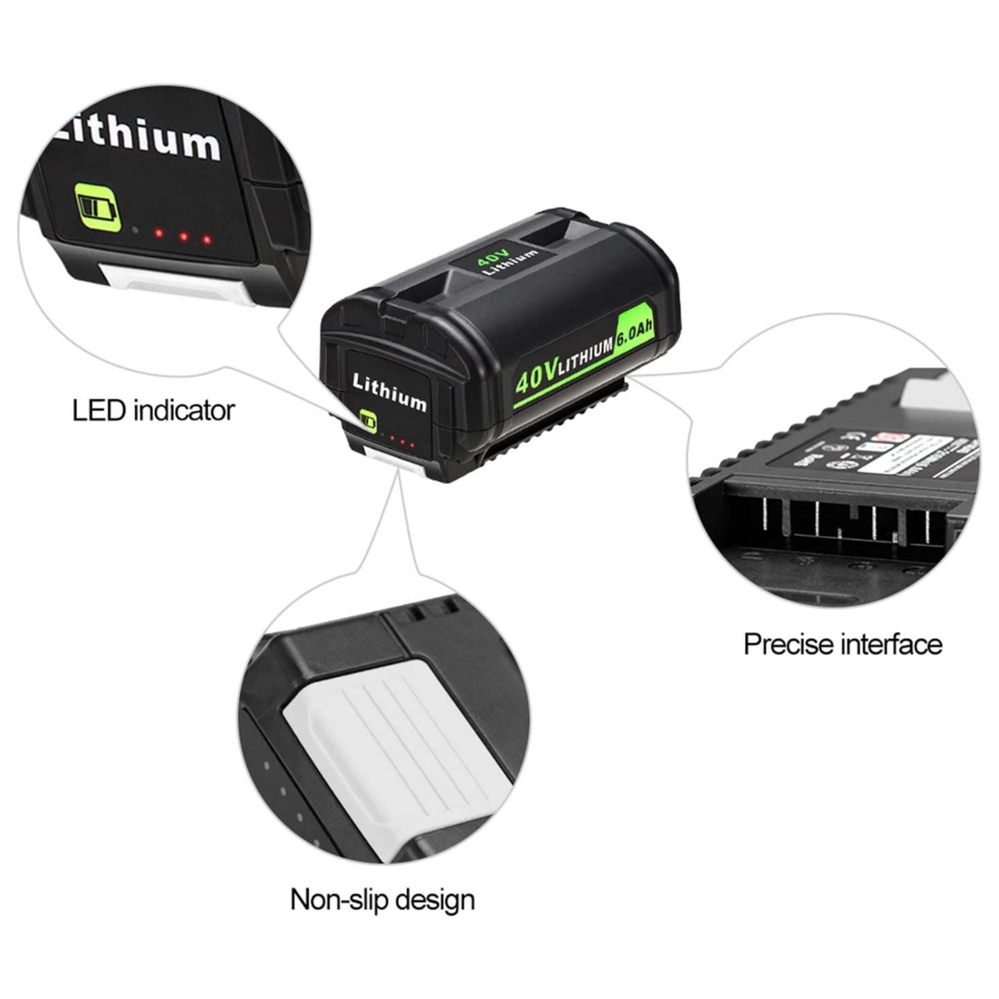 40V 6.0Ah Lithium Battery for Ryobi 40 Volt OP4026 OP40602 OP4050A OP4040 Power Tools