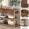 thumbnail image 7 of Accreate Light Luxury Console Table with Drawers, Entryway Table with 2 Shelves for Hallway, Rustic Brown Sofa Table with Gold U-Shaped Frame and Adjustable Feet, 7 of 7