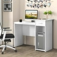 thumbnail image 2 of Costway Computer Desk with Drawer Modern Laptop PC Desk with Adjustable Shelf & Cable Hole, 2 of 10