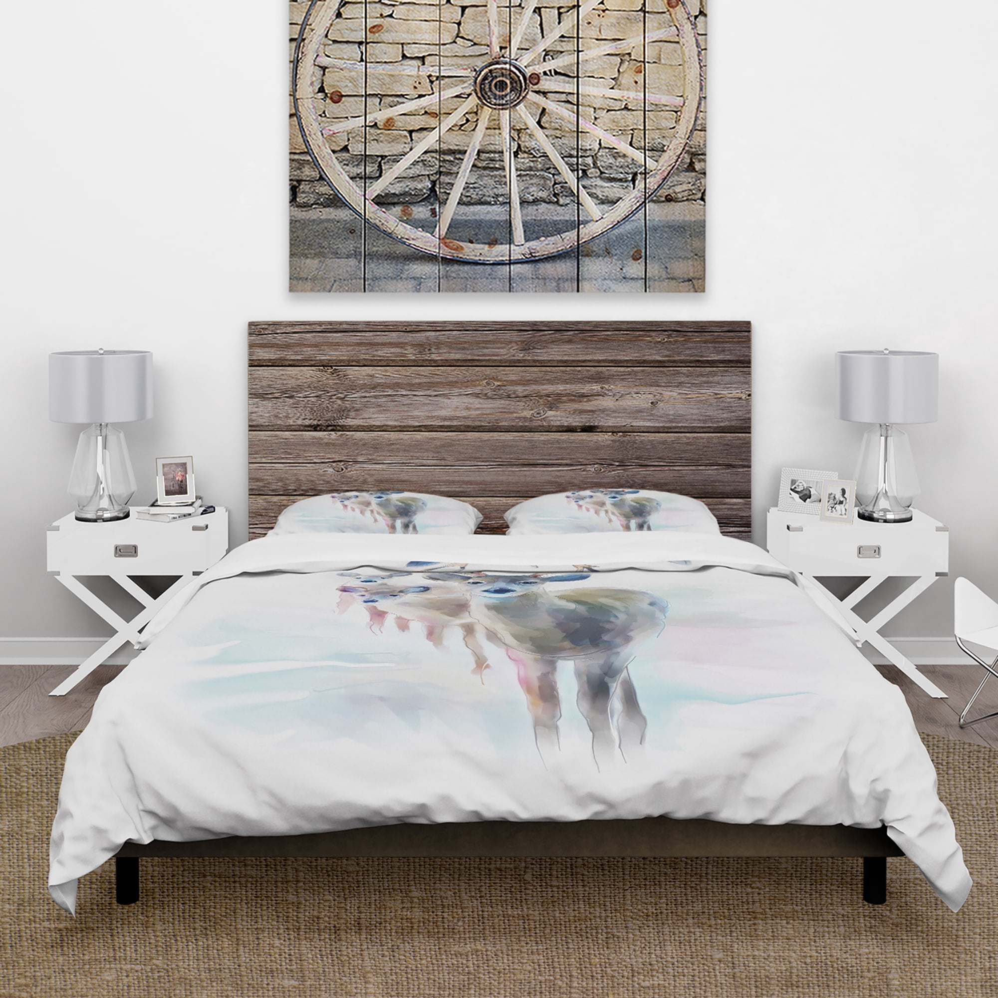 Designart 'Beautiful Deer With Big Horns' Animal Duvet Cover Set