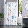 thumbnail image 2 of Cute Watercolor Floral Shower Curtain Sets,Blue Botanical Leaves Bathroom Curtains,Modern Minimalist White Bath Curtain, Waterproof Fabric with 12 Hooks 72x72 Inches, 2 of 7