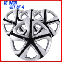 4 Pack 16" Hubcaps Wheel Rims Cover for 2016-2025 Honda Civic Sedan Compatible With Steel Wheels Snap on Installation,Silver Lacquer & Black Lacquer
