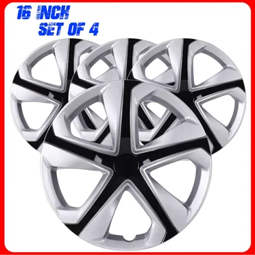 4 Pack 16" Hubcaps Wheel Rims Cover for 2016-2025 Honda Civic Sedan Compatible With Steel Wheels Snap on Installation,Silver Lacquer & Black Lacquer