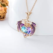 SOULMEET Dragon Necklace 925 Sterling Silver Heart Shaped Crystal Pendant Anniversary Jewelry Gifts for Women Mother Daughter Nana Birthday Gift
