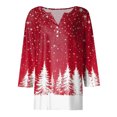 thumbnail image 4 of Fiudx Camisas de Mujer Blusa de Manga 3/4 Corta Estampada a La Moda para Mujer, Blusa Informal con Cuello Redondo, 4 of 5