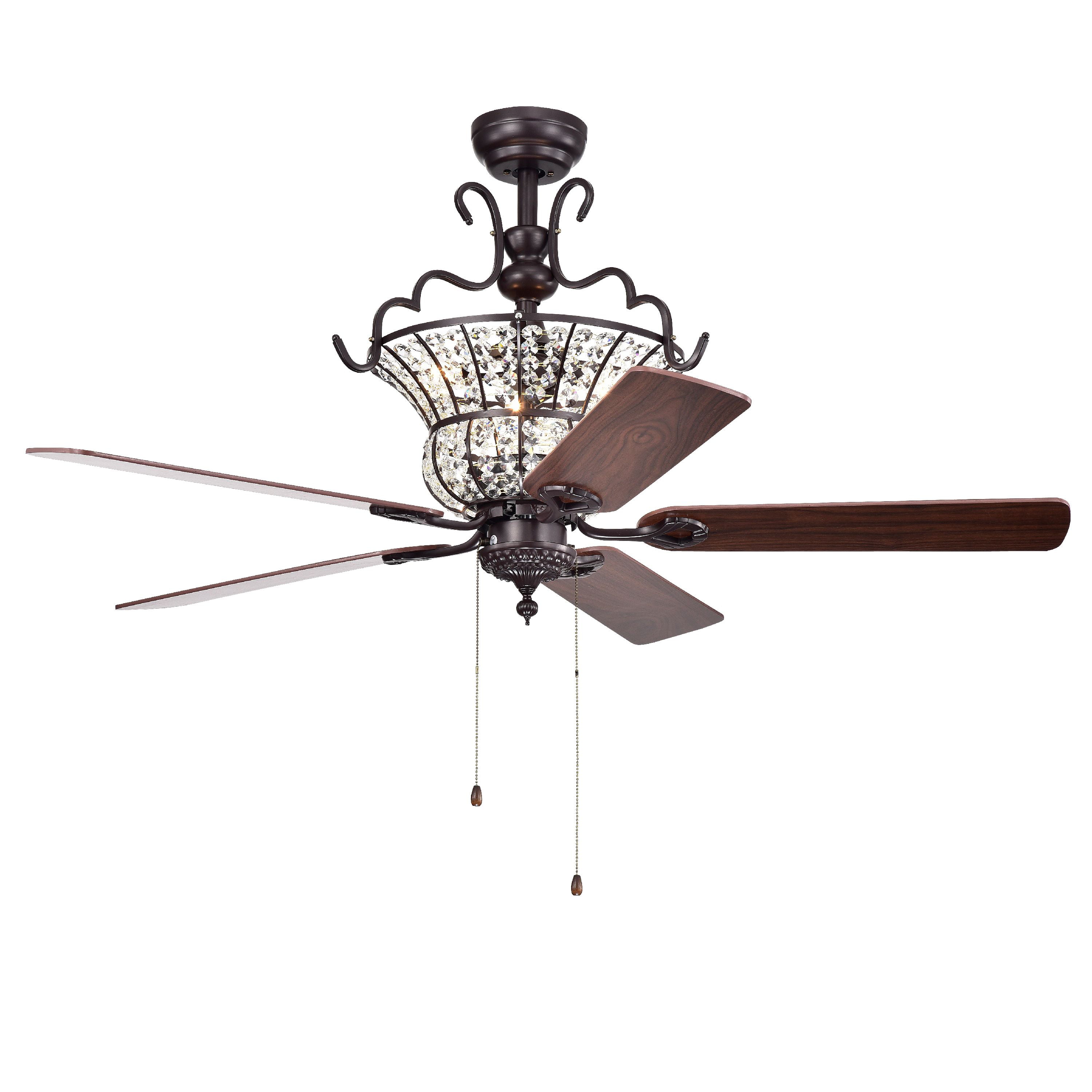 52" CFL-8154BR Charla Crystal Ceiling Fan Light Home Bar Chandelier Lamp Fan