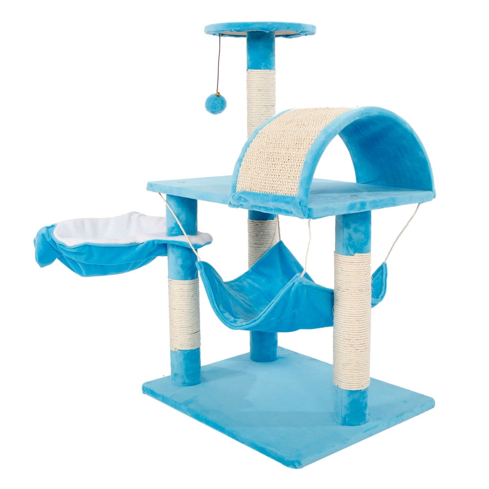 Pefilos 31" Multi-Level Cat Tree Tower, Cute Sisal Play House Climber Activity Centre Furniture with Scratching Posts Hammock Dangling Ball, Gray Pefilos 31" Multi-Level Cat Tree Tower, Cute Sisal Play House Climber Activity Centre Furniture with Scratching Posts Hammock Dangling Ball, Gray