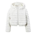 thumbnail image 3 of OGLCCG Girl's Faux Fur Coat Long Sleeve Button Front Fuzzy Hooded Cropped Jacket Fall Winter Fluffy Sherpa Coat(White,12-13Years), 3 of 8