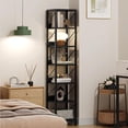 thumbnail image 2 of Ourlova Bookshelf - Narrow Bookcase Tall Skinny Storage Rack Shelf - 6 Tier Standing Bookshelves Metal Frame Rustic Display Racks Industrial Book Shelf for Bedroom/Living Room/Home/Office - Black, 2 of 8