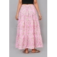 thumbnail image 4 of Women Pink Floral Vine Block Print Cotton Maxi Skirt Flowy Boho Elastic Waist - XS, 4 of 4