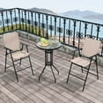 thumbnail image 4 of Costway 3PCS Patio Bistro Set Folding Chairs Round Bar Table with 1.6'' Umbrella Hole Yard, 4 of 11