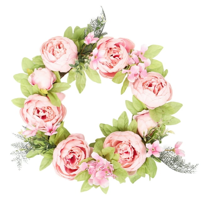 PVCS Spring Leaf Wreath Plastic Artificial Plant Home Decoration Wreath Front Door for Home Decor