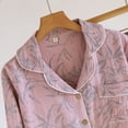thumbnail image 5 of Helii Women Cotton Pajamas Set Long Sleeve Notch Collar Top and Pants Soft Breathable Sleepwear Lounge Set with Bamboo Floral Print Button Down Elastic Waist 2 Piece Pjs 3 Colors Pajama Set, 5 of 7
