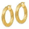 thumbnail image 2 of Real 14kt Yellow Gold Textured Tube Hoop Earrings; for Adults and Teens; for Women and Men, 2 of 4