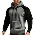 thumbnail image 4 of Hoodies for Men Big and Tall Hoodies for Men Autumn/Winter European & Lined Hooded Sweatshirt With Color Blocking and Extra, 4 of 7