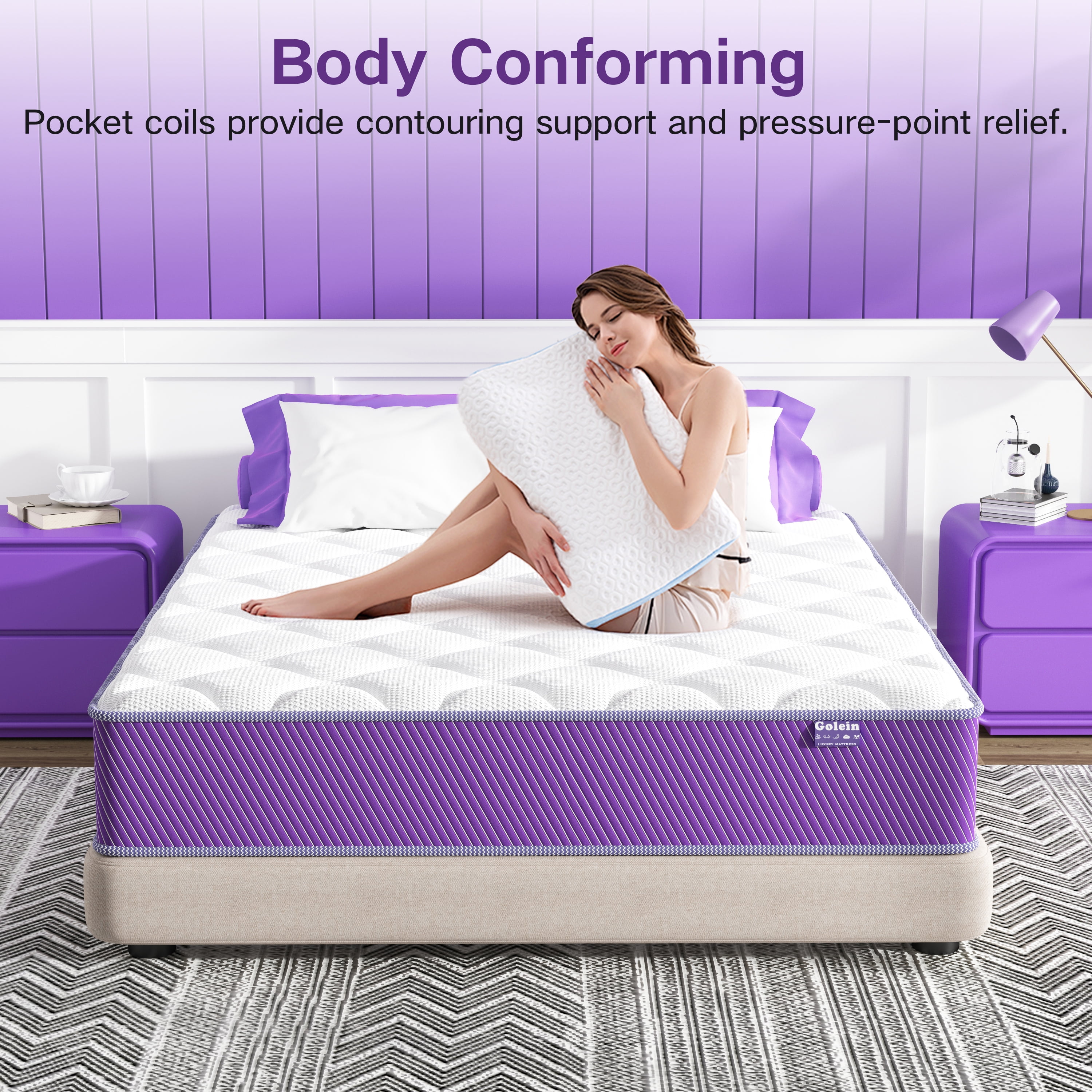 Anmiz Full Size Mattress 10 inch Hybrid Mattress in a Box, Certified Safe Foams & Fabric, Pocket Spring, Fiberglass Free, Natural Back Pain Relief & Motion Isolation, Medium Firm Support