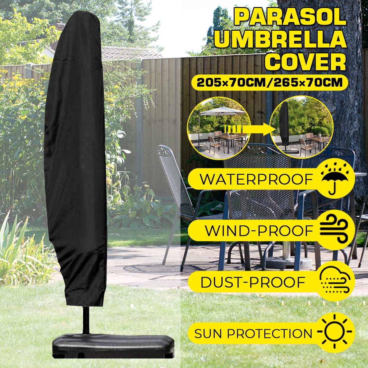 Large Parasol Banana Cantilever Umbrella Cover Patio Garden Outdoor Weatherproof 