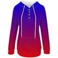 thumbnail image 5 of Daznico Women's Street Style Gradually Changing Color Button Collar Pocket Drawstring Casual Sports Hoodie,Size 3XL, 5 of 5