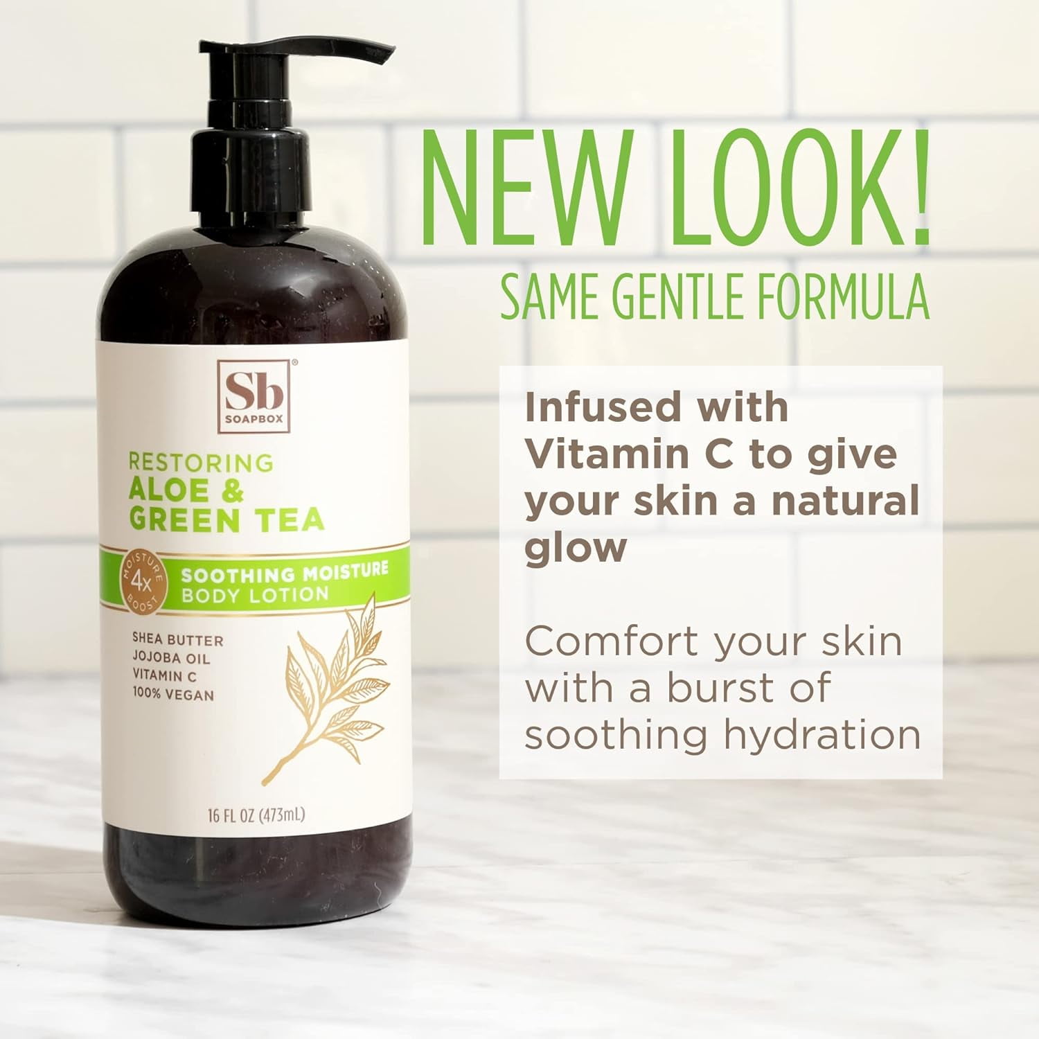 Soapbox Moisturizing Body Lotion, Aloe & Green Tea with Jojoba Oil and Shea Butter, 3 Pack 16oz Each