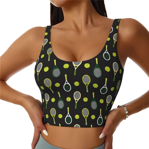 Fotbe Tennis Rackets Sujetador Deportivo Largo sin Aros para Mujer con Almohadillas y Soporte Medio, Transpirable y Absorbente, Camiseta Tipo Chaleco o Tank Top-XX-Large