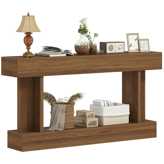 HOMCOM Table Console de 63 Pouces de Long, Table d'Entrée Vintage, Brun Foncé