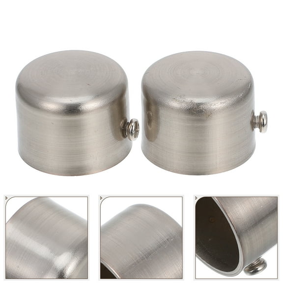 Homoyoyo End Cap for Curtain Rod Decorative Cap Silver 2PCS