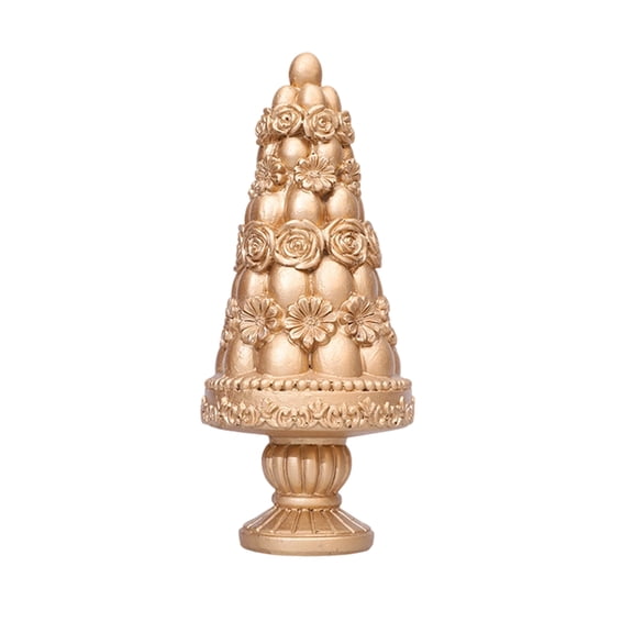 Easter Tree Figurine – Resin Easter Decoration, Handcrafted Table Centerpiece, Easter Egg Ornament, Desktop Statue for Indoor Home, Holiday Decor, Spring Celebration Gift (Gold)