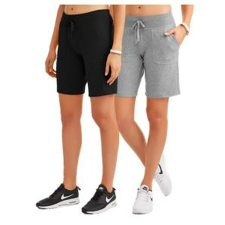 Bright Spandex Shorts - Women's Athleisure French Terry Bermuda Shorts 2-Pack Bundle