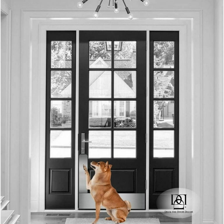 Deck the Door Decor Dog Scratch Door Protection Plate Anodized Aluminum 3M Adhesive Mount Multiple Finish Colors Sizes for All Doors 4 x