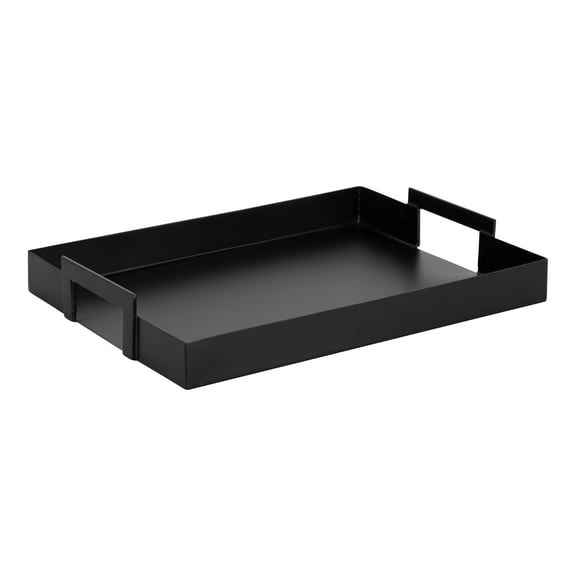 Kate and Laurel Myo Modern Sleek Metal Rectangle Tray, 17 x 13 x 3, Black, Contemporary Minimal Rectangular Decorative Tray for Storage, Display, and Decor