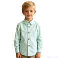 thumbnail image 2 of Fozruso Boys Striped Button-Down Shirts Long Sleeve Collared Dress Shirts School Uniform Shirts for Toddler and Kids, 2 of 7