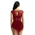 thumbnail image 2 of MSemis Women's Lyrical Sleeveless Asymmetrical Sheer Mesh Cutout Leotard, 2 of 5