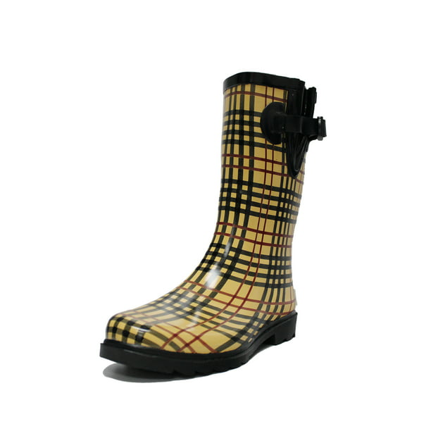 Tanleewa - Slip Resistant Adjustable Women Rain Boots Rubber Waterproof ...