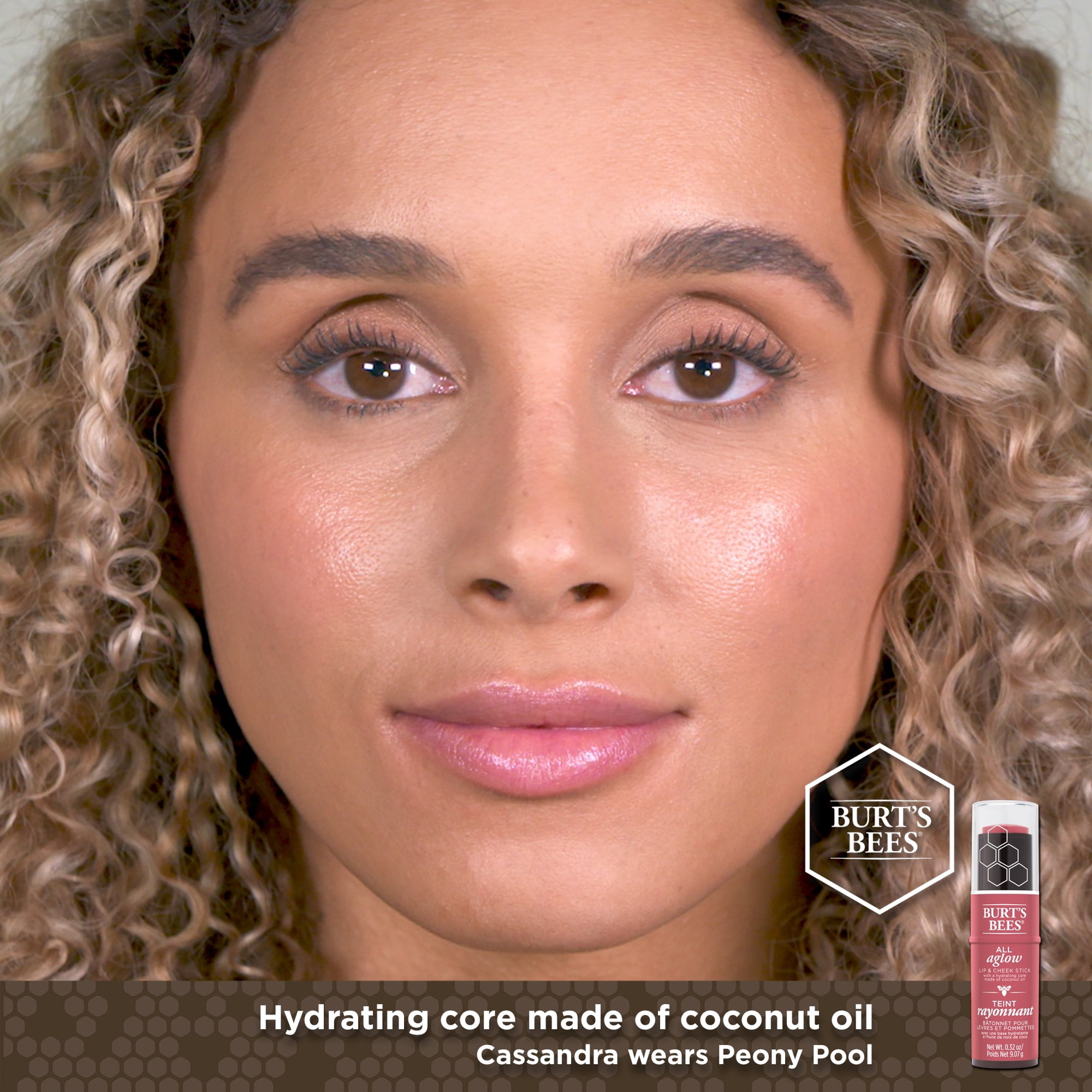 Burts Bees 100% Natural All Aglow Lip & Cheek Stick, Peony Pool, 1 Tube