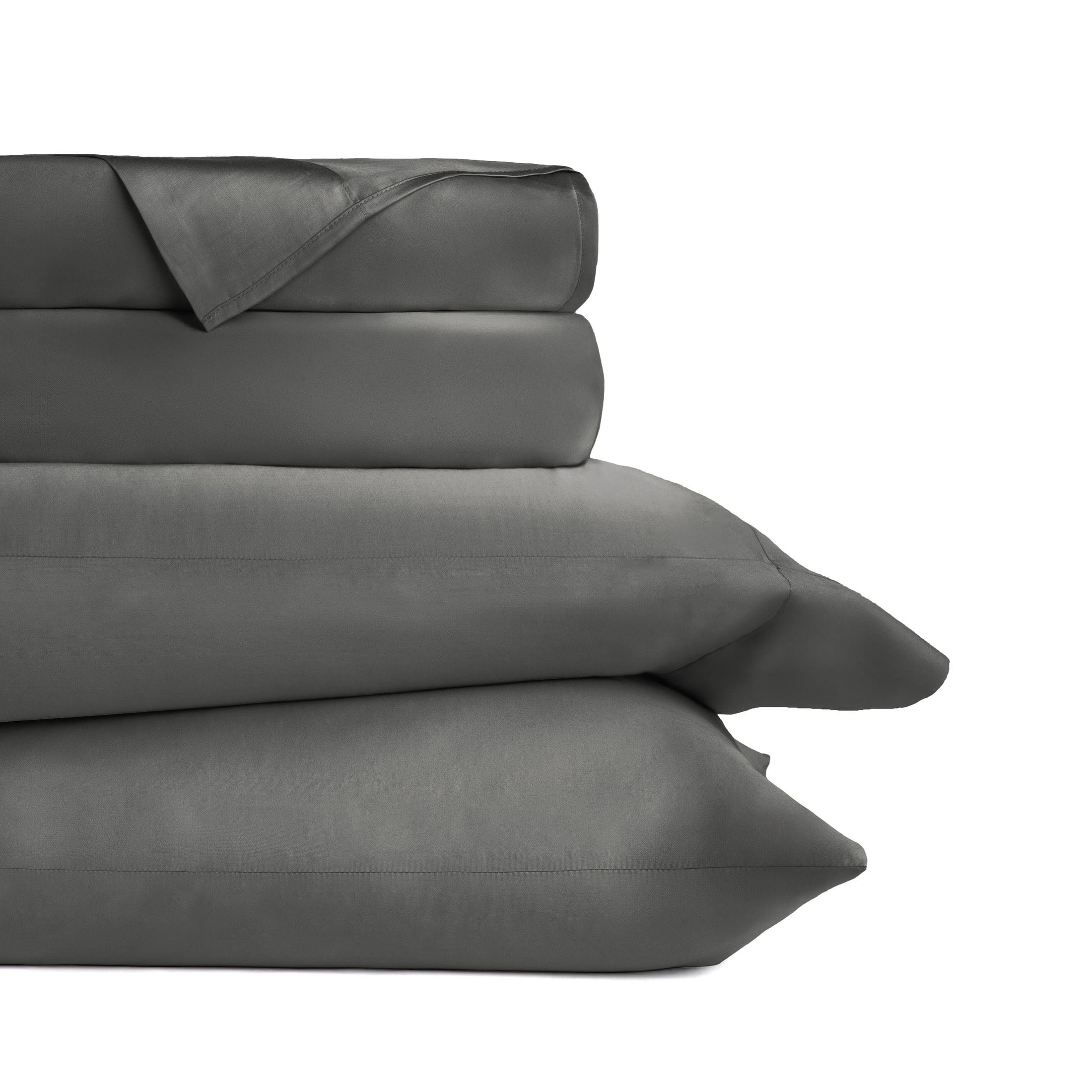 Noble Linens Rayon from Bamboo 4 Piece Luxury Bed Sheet Set, Gray, Queen