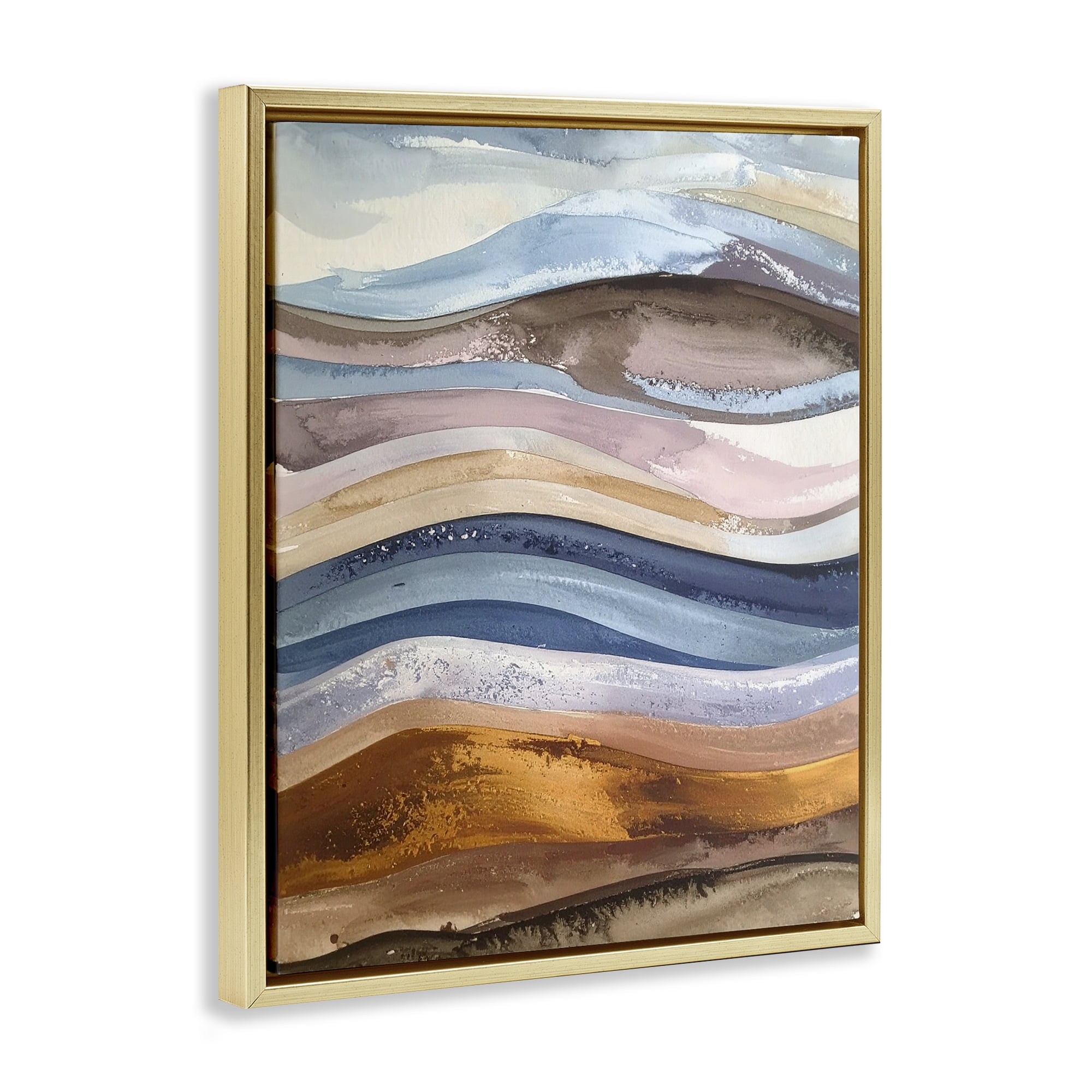 Stupell Industries Ocean Flow Layers Gold Framed Floater Canvas Wall Art, design by Alonza Saunders