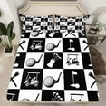 thumbnail image 2 of Feelyou Golf Lover Boy Twin Sheet Sets, Sports Gaming Gamer Twin Fitted Sheet, Black White Plaid Check Flat Sheet, Lightweight Room Decor, 3 Pieces, 2 of 7