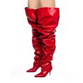 thumbnail image 4 of FSJ Women Comfortable Thigh High Boots Wrinkled Over the Knee Pull On Long Boot Pointed Closed Toe Stiletto High Heels Fashion Boots Size 14 Red, 4 of 4