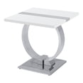 thumbnail image 2 of Furniture of America Gaius Glam Rectangle End Table with O-Shaped Stainless Steel Trestle Base, Black and Silver, 2 of 5