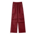 thumbnail image 4 of TINZ Women's Casual Pants Loose Straight Leg Comfortable Everyday Wear Drawstring Pocket Trousers For All Seasons With Pure Color Design Womens Workout Pants Pant Romper for Women Casual, 4 of 4