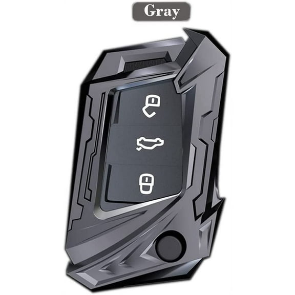 For VW Key Fob Cover Flip Key Case Shell for VW Golf 7 MK7 Polo Jetta 4 Touran T-ROC Key Remote Control Protector Keyless with Key Chain (Grey)