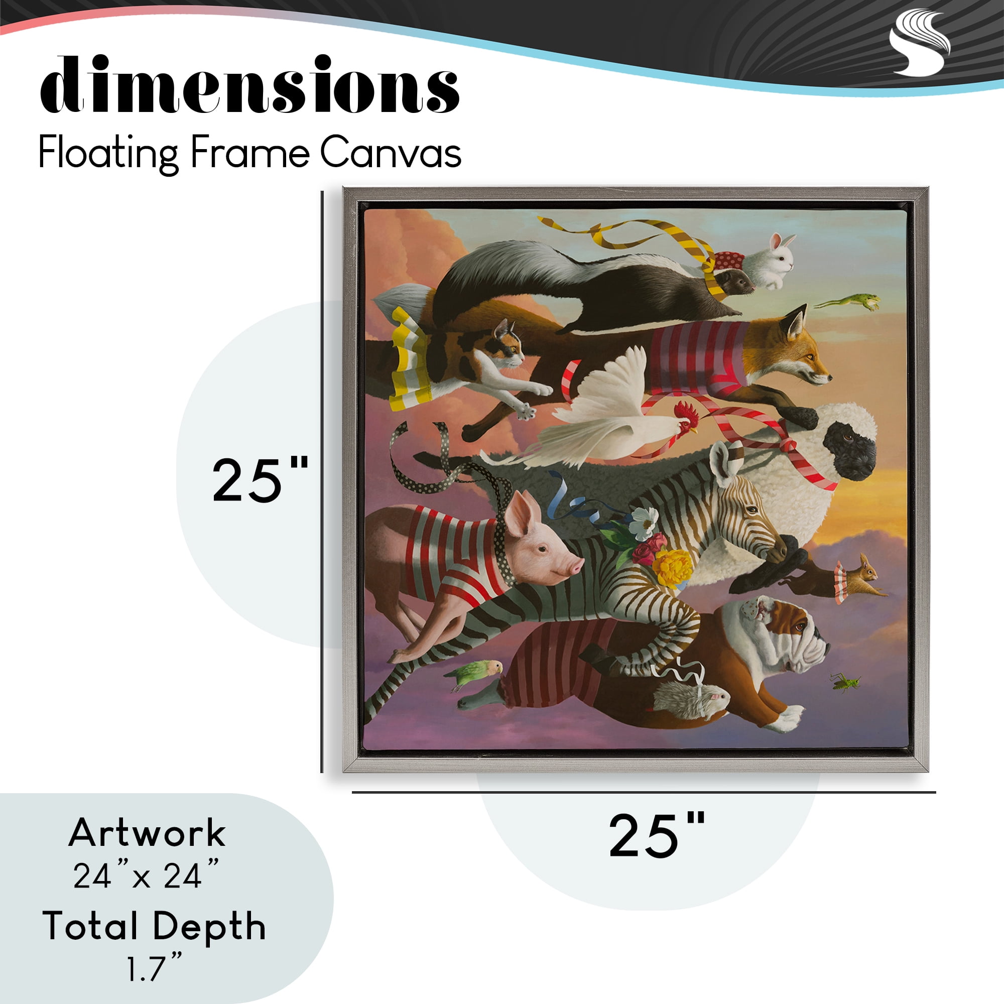 Thick As Thieves Animals Gray Framed Floater Canvas Wall Art, design by Heather Gauthier