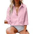 thumbnail image 6 of Cindysus Women Shirts Button Down Tops Long Sleeve Blouse Holiday Tunic Shirt Loose Pink XXL, 6 of 9