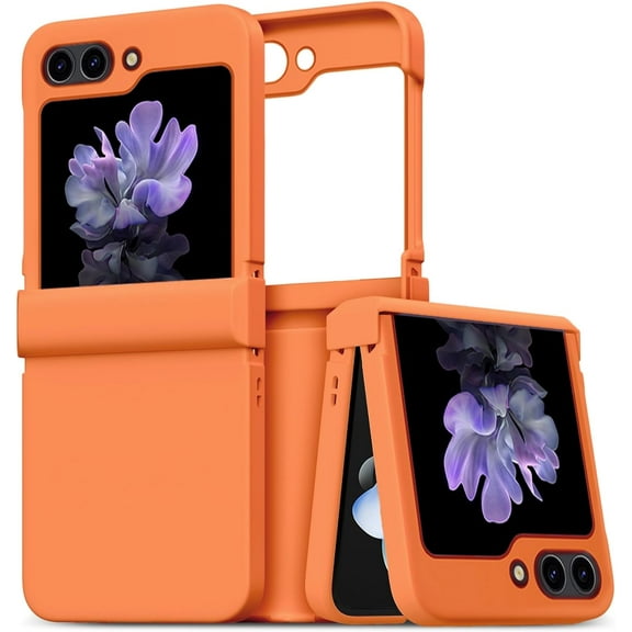 Case for Samsung Galaxy Z Flip 5, Slim Silky Touch Phone Case Hard PC Shockproof Anti-Yellowing Protective Cover Case for Samsung Z Flip 5 5G 2023, Orange