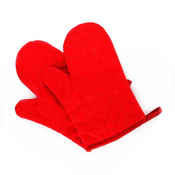 Guantes de silicona para horno, resistentes al calor, relleno de algodón reciclado, guantes de cocina antideslizantes flexibles para hornear y cocinar, 1 par (rojo)