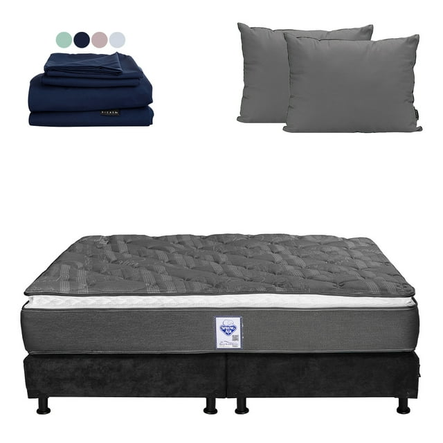 Colchón King Size Spring Air Aries + Box + Almohada 2Pack + Sábanas Softy