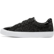 AOMAIS Women Glitter Sneakers Sparkly Low Top Sequins Sneakers Lace Up Tennis Shoes Comfort Bling Shoes Fashion Shiny Walking Shoes(Black Glitter US11)
