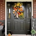 thumbnail image 3 of AMERTEER Couronnes d'Automne pour Porte d'Entrée 14 Pouces Carreaux Buffalo Blanc Couronne de Citrouille Décorations d'Automne pour Halloween l'Action de Grâce Récolte Ferme Extérieur Mur Fenêtre Porte, 3 of 8